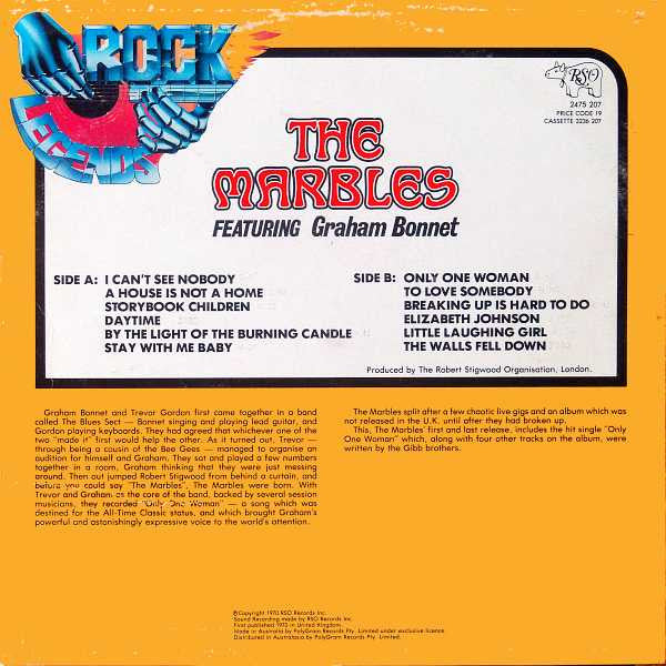 Marbles (3) Featuring Graham Bonnet : Rock Legends (LP, Album, RE)