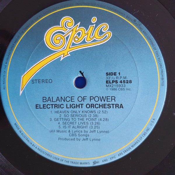 Electric Light Orchestra : Balance Of Power (LP, Album)