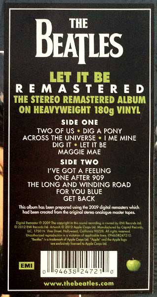 The Beatles : Let It Be (LP, Album, RE, RM, 180)