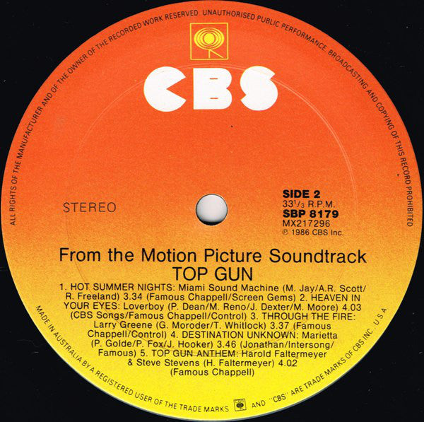 Various : Top Gun (Original Motion Picture Soundtrack) (LP, Album)