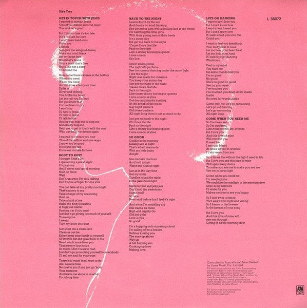 Joan Armatrading : Back To The Night (LP, Album)