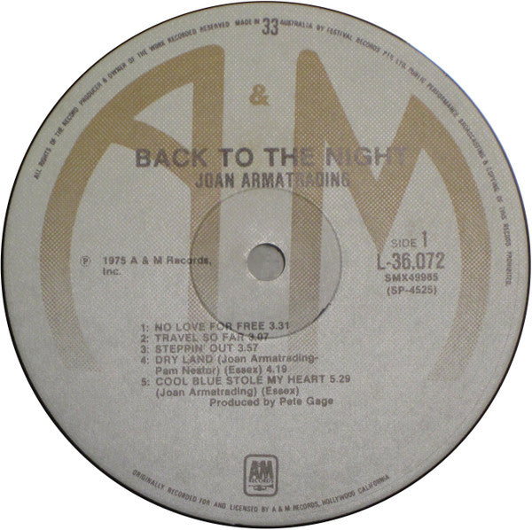 Joan Armatrading : Back To The Night (LP, Album)