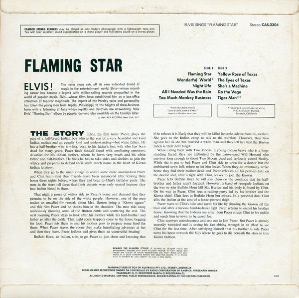 Elvis Presley : Elvis Sings Flaming Star (LP, Album)