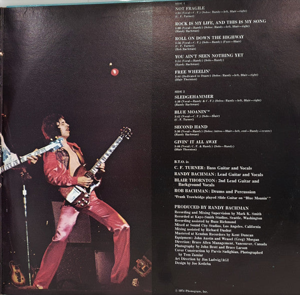 Bachman-Turner Overdrive : Not Fragile (LP, Album, Gat)