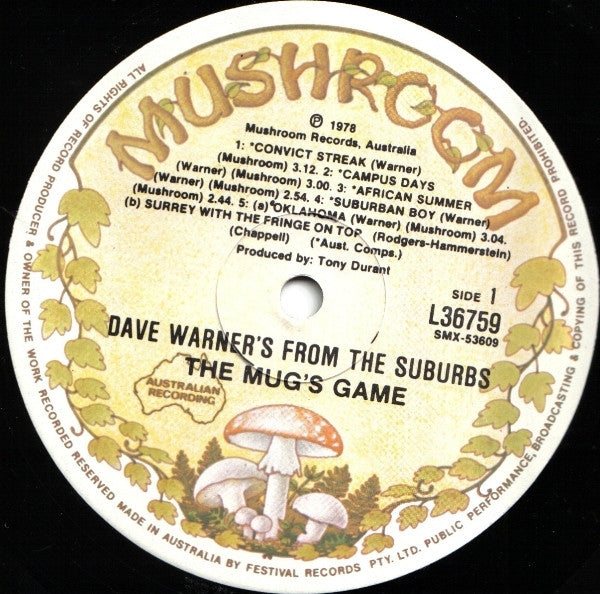 Dave Warner's From The Suburbs : Mug's Game (LP, Album, Gat)