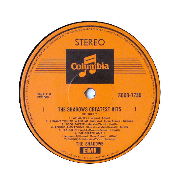 The Shadows : The Shadows Greatest Hits Volume 2 (LP, Comp, RE)