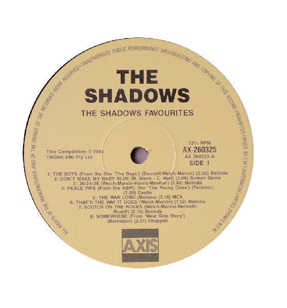 The Shadows : Favourites (LP, Comp)