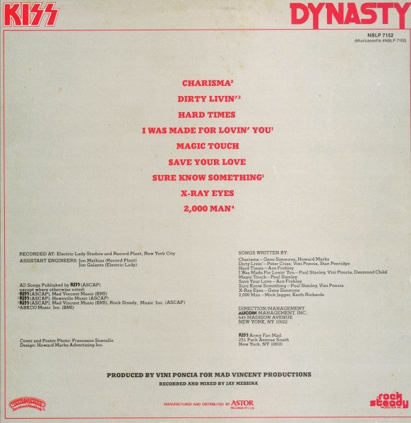 Kiss : Dynasty (LP, Album, RE)