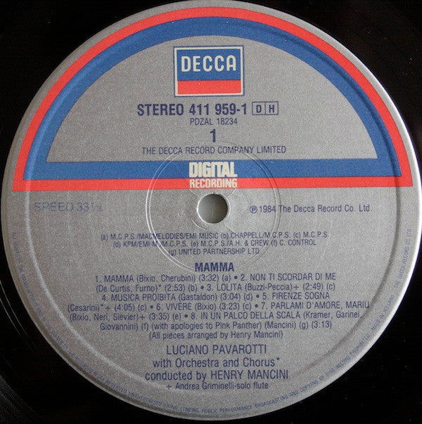 Luciano Pavarotti, Henry Mancini : Mamma (LP, Album)
