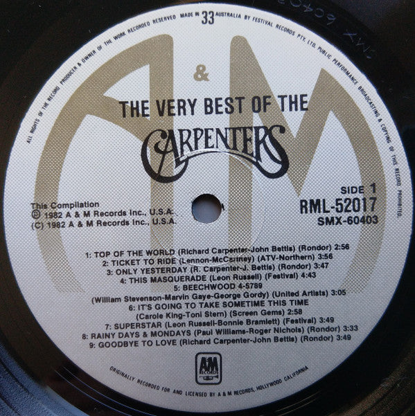 Carpenters : The Very Best Of The Carpenters (LP, Comp)