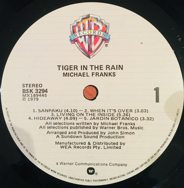 Michael Franks : Tiger In The Rain (LP, Album)