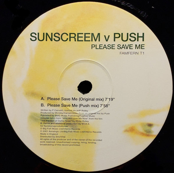 Sunscreem V Push : Please Save Me (12")