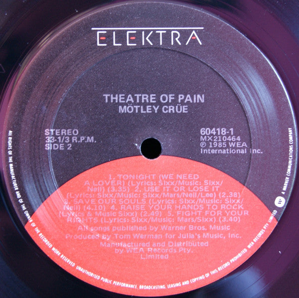 Mötley Crüe : Theatre Of Pain (LP, Album)