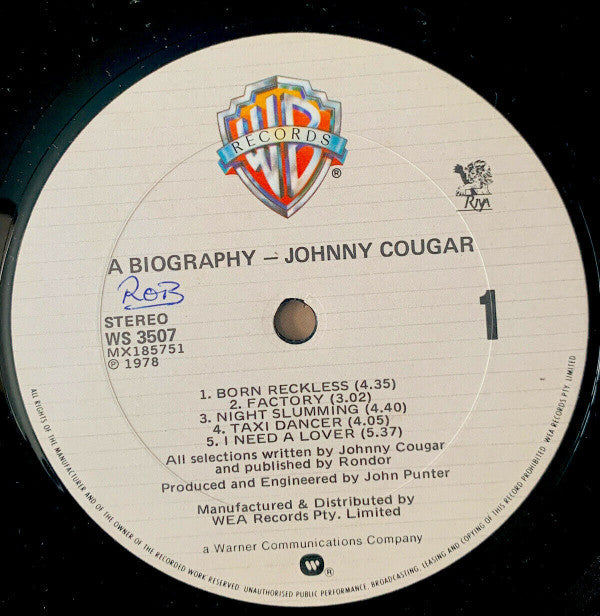 Johnny Cougar* : A Biography (LP, Album)