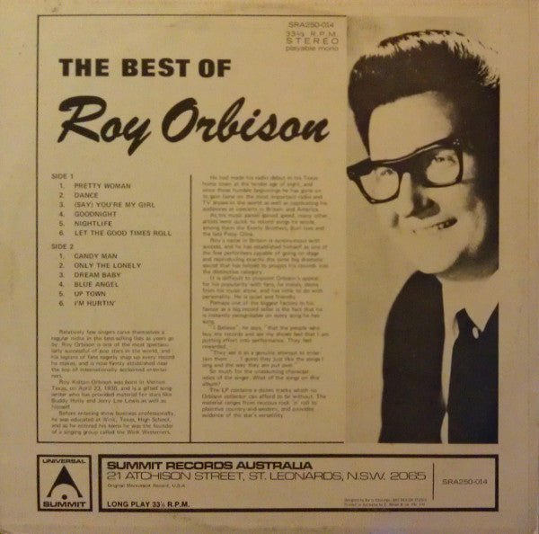 Roy Orbison : The Best Of Roy Orbison (LP, Comp)