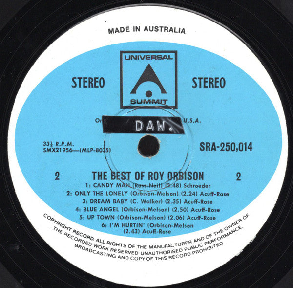 Roy Orbison : The Best Of Roy Orbison (LP, Comp)