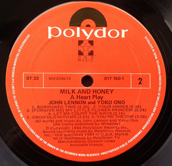 John Lennon & Yoko Ono : Milk And Honey (LP, Album, Gat)