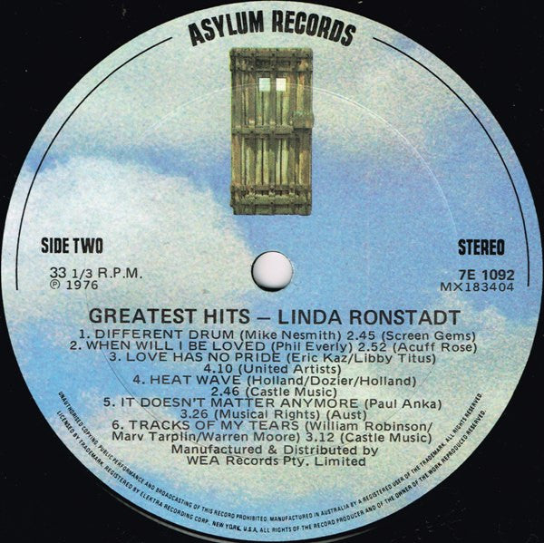 Linda Ronstadt : Greatest Hits (LP, Comp, Gat)