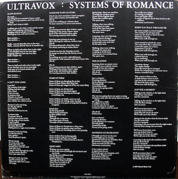 Ultravox : Systems Of Romance (LP, Album, RE, Col)