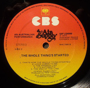 Air Supply : The Whole Thing's Started (LP, Album)