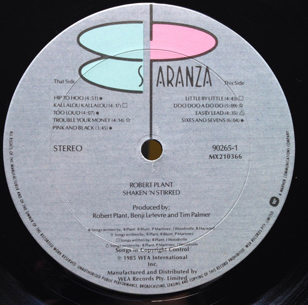Robert Plant : Shaken 'N' Stirred (LP, Album)