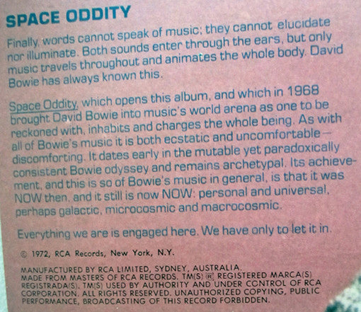 David Bowie : Space Oddity (LP, Album, RE)