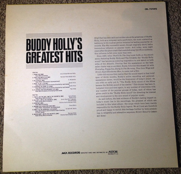 Buddy Holly : Buddy Holly's Greatest Hits (LP, Comp, RE)