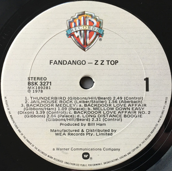ZZ Top : Fandango! (LP, Album, RE)