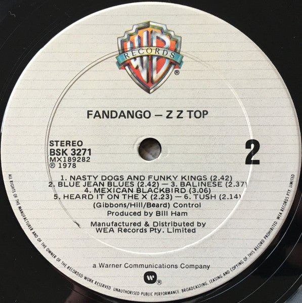 ZZ Top : Fandango! (LP, Album, RE)