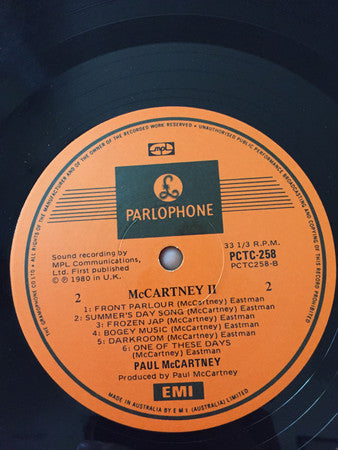 Paul McCartney : McCartney II (LP, Album, Ora)