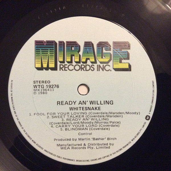 Whitesnake : Ready An' Willing (LP, Album)