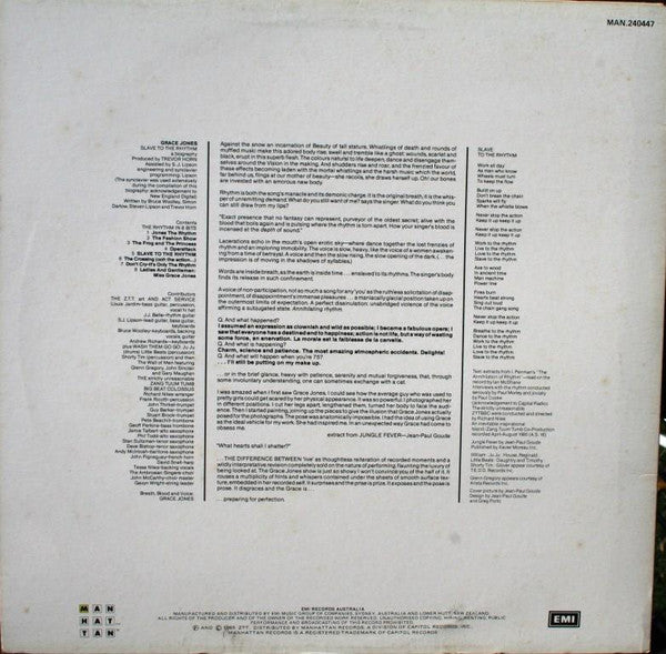 Grace Jones : Slave To The Rhythm (LP, Album)