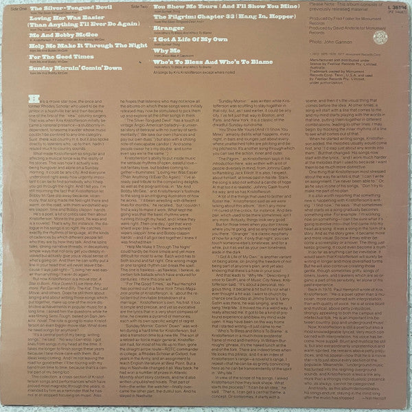 Kris Kristofferson : Songs Of Kristofferson (LP, Comp)