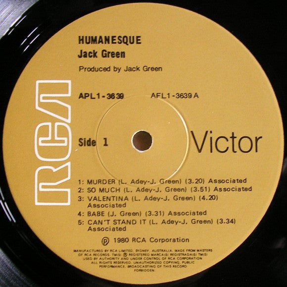 Jack Green : Humanesque (LP, Album)