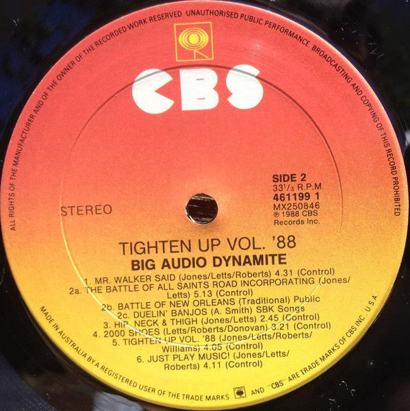 Big Audio Dynamite : Tighten Up Vol. 88 (LP, Album)