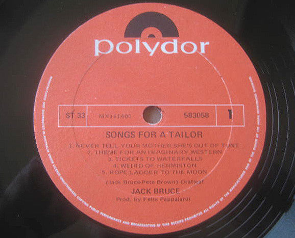 Jack Bruce : Songs For A Tailor (LP, Album)