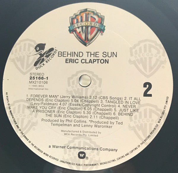 Eric Clapton : Behind The Sun (LP, Album, Gat)