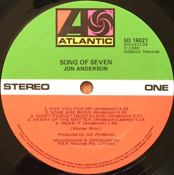 Jon Anderson : Song Of Seven (LP, Album)