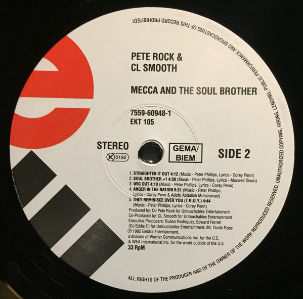 Pete Rock & CL Smooth* : Mecca And The Soul Brother (2xLP, Album, RE)