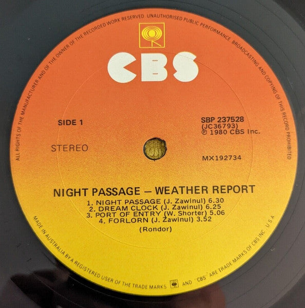 Weather Report : Night Passage (LP, Album)