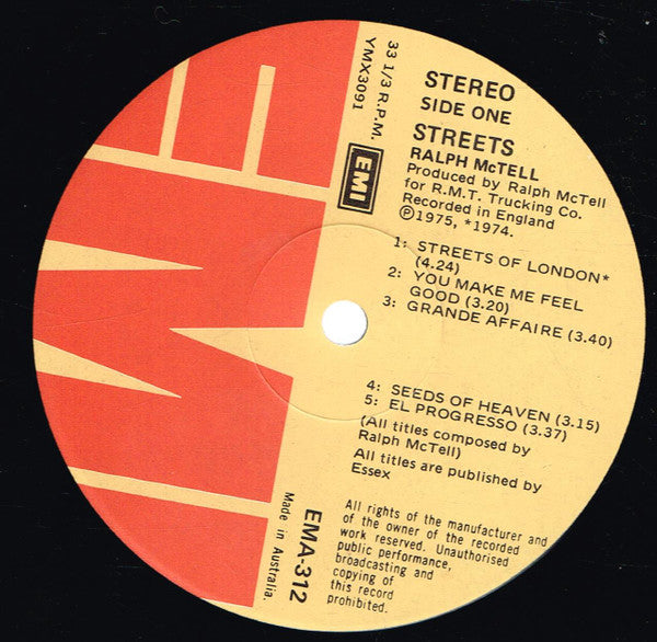 Ralph McTell : Streets (LP, Album, Gat)