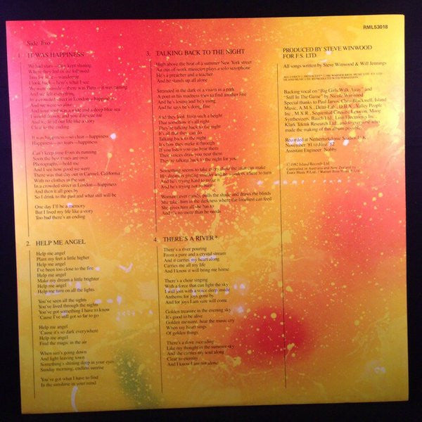 Steve Winwood : Talking Back To The Night (LP, Album)