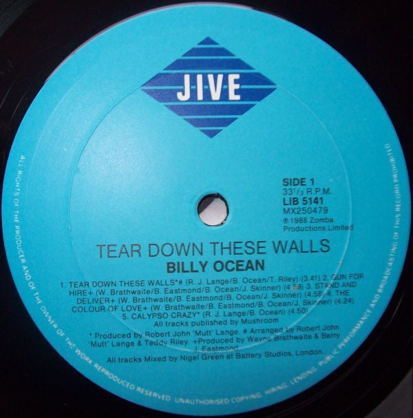 Billy Ocean : Tear Down These Walls (LP, Album)