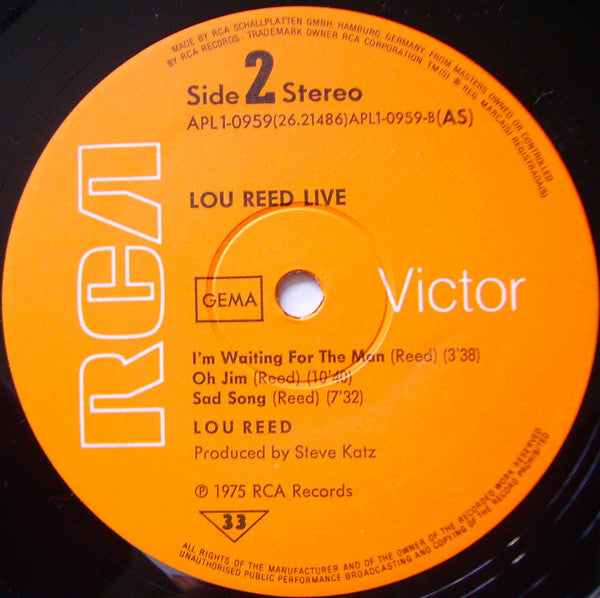 Lou Reed : Lou Reed Live (LP, Album)