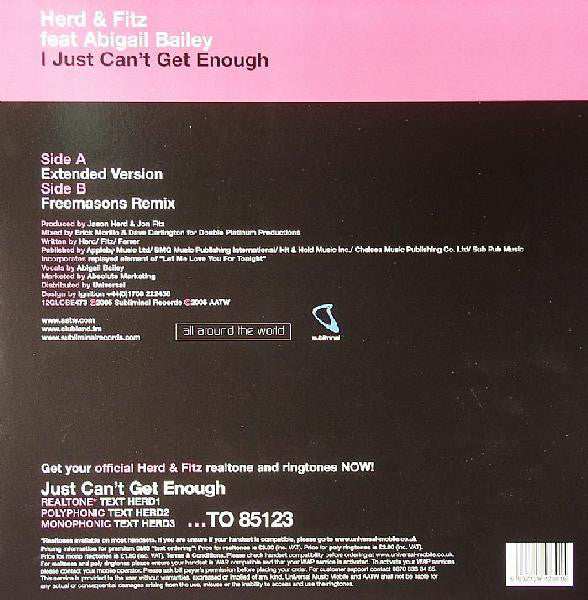 Herd & Fitz Feat Abigail Bailey : I Just Can't Get Enough (12")