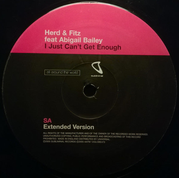 Herd & Fitz Feat Abigail Bailey : I Just Can't Get Enough (12")