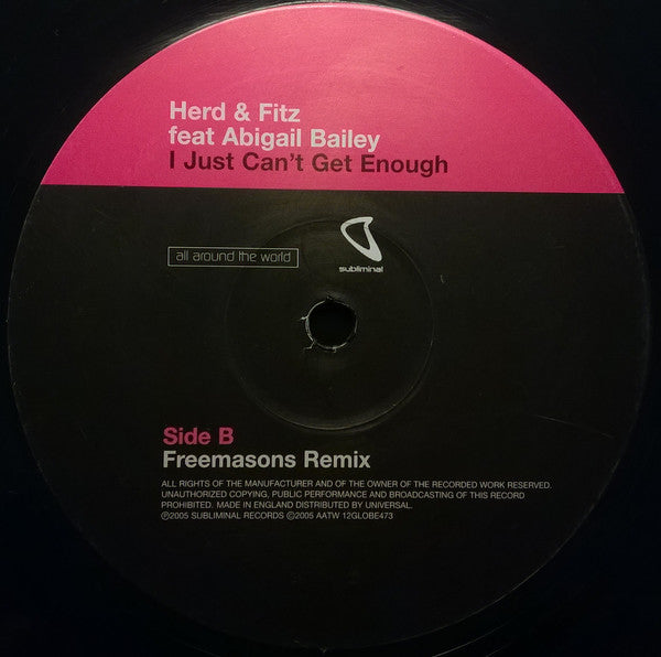 Herd & Fitz Feat Abigail Bailey : I Just Can't Get Enough (12")