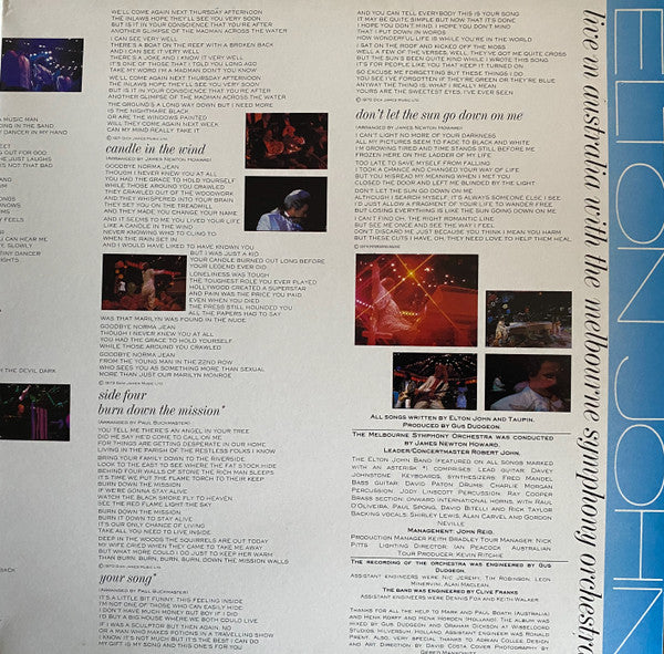 Elton John With The Melbourne Symphony Orchestra* : Live In Australia (2xLP, Album, Gat)