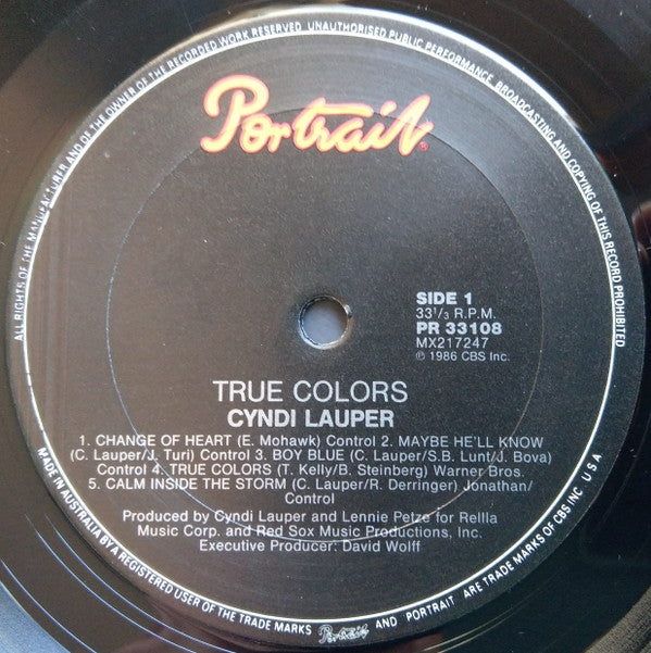 Cyndi Lauper : True Colors (LP, Album)