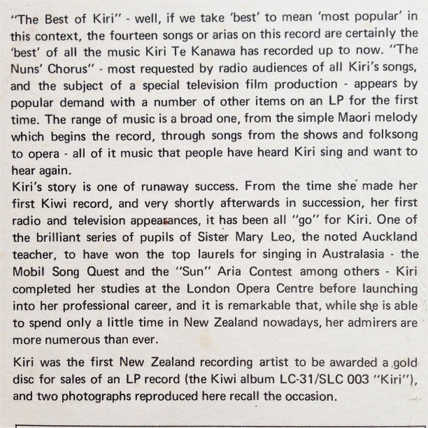 Kiri Te Kanawa : The Best Of Kiri (LP)